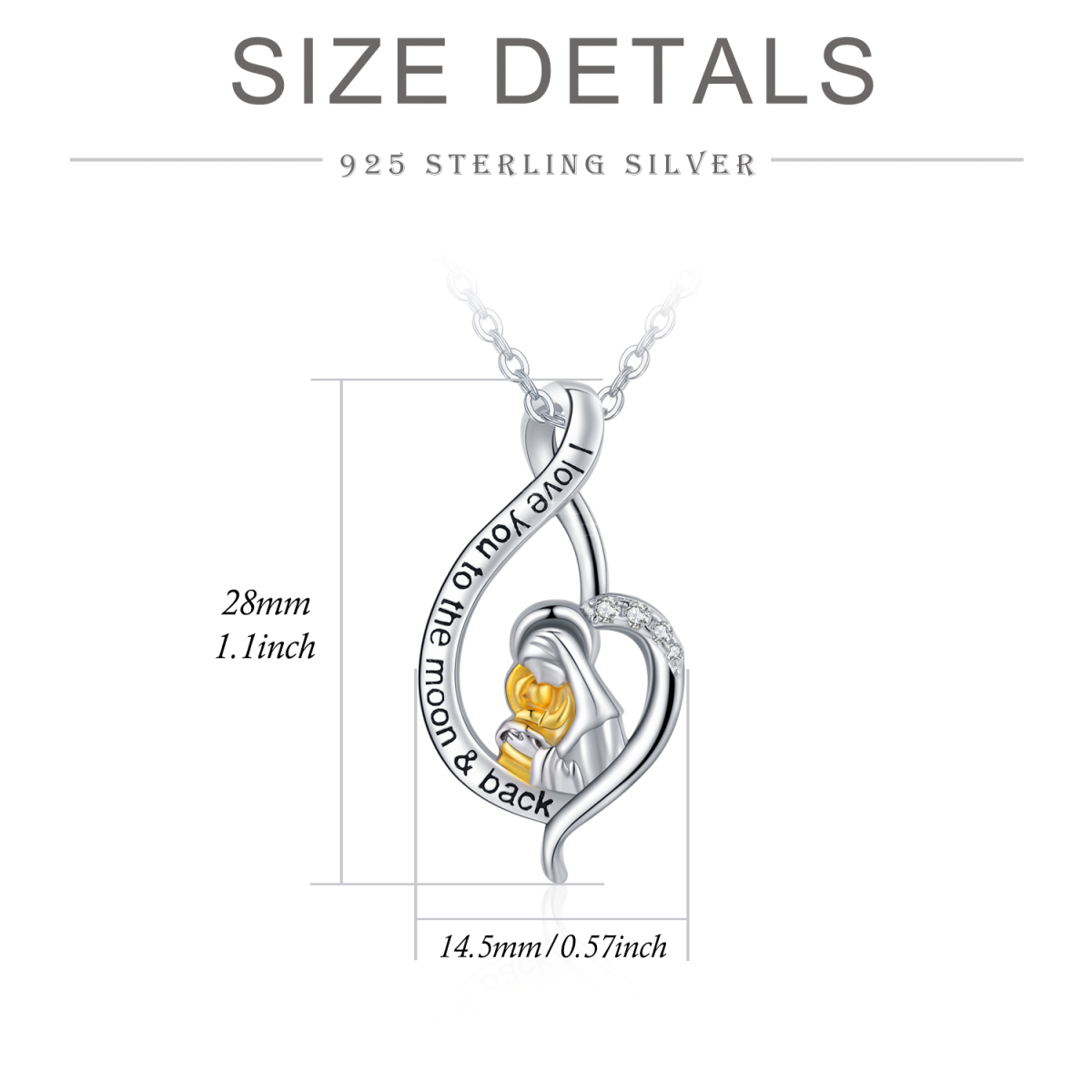 Sterling Silver Two-tone Infinity Symbol & Virgin Mary Pendant Necklace with Engraved Word-6